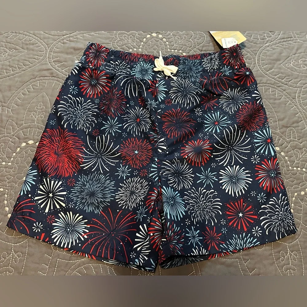 Thereabouts Boys Navy Fireworks Fun Swim Trunks NWT Size XS 6/7
